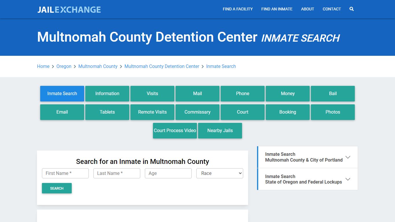 Multnomah County Detention Center Inmate Search - Jail Exchange